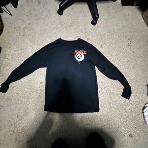 Kids Black Long Sleeve Shirt with Orange Graphic